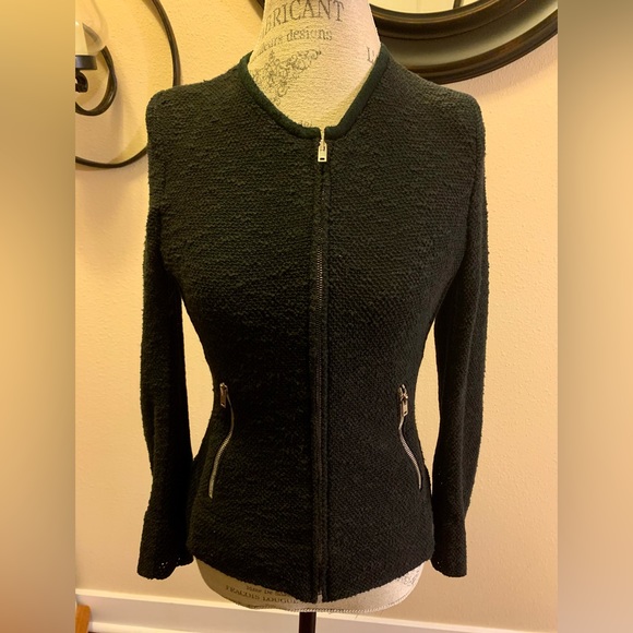 DARLING IRO AMIYA SWEATER JACKET. COLLARLESS, ZIP FRONT & POCKETS. SIDE DETAIL - Picture 10 of 12